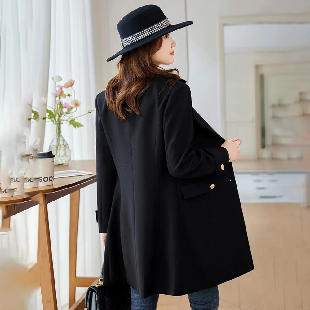 High-end Atmospheric Fashion Long Trench Coat Female Temperament Goddess Fan Professional Korean Double-breasted Casual CoatTide