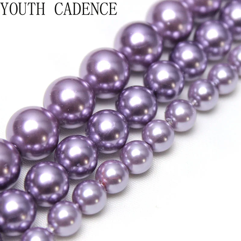 Natural Purple Shell Pearl Loose Round Spacer Beads For Jewelry Making DIY Bracelet Necklace Accessories 15\'\' 6/8/10/12mm