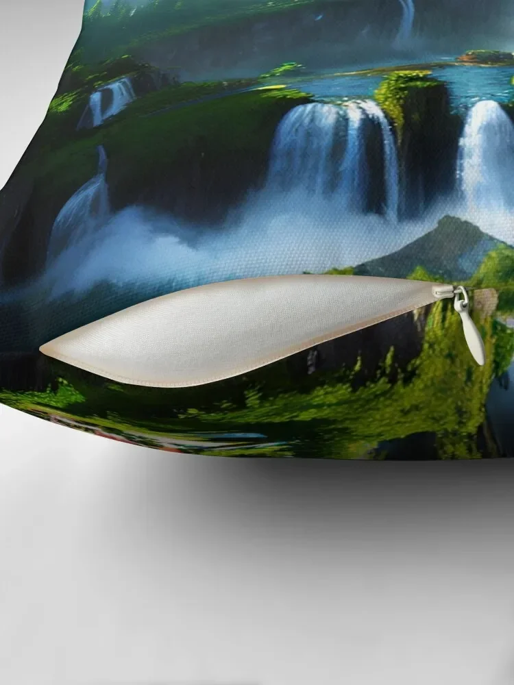 Discover the Beauty of the Night Sky: A Mountain and Waterfall Scene Throw Pillow Sofa Cushions Cover Sofa Cover pillow