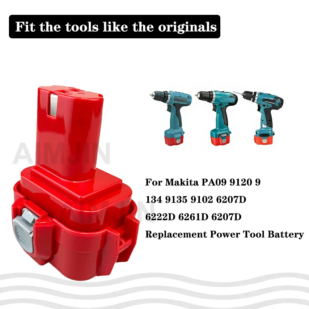 9.6V 4.8Ah For Makita 9.6V Ni-Mh Battery PA09 9100 9120 9122 9133 9134 9135 6221D 6222D 192595-8 192596-6 Screwdriver Battery