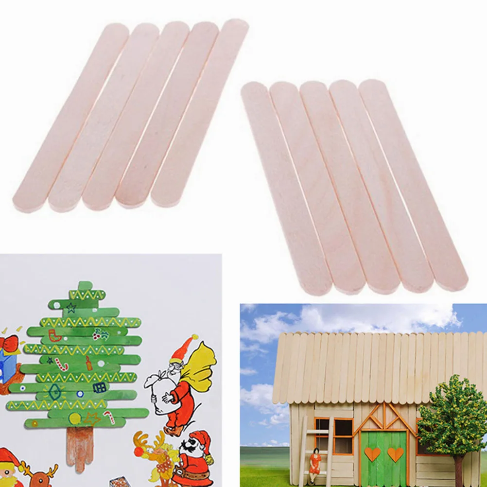 

400pcs Natural Craft Sticks Smooth Non-Waxed Diy Ice Wooden Sticks Cream Popsicle For Classroom Projects