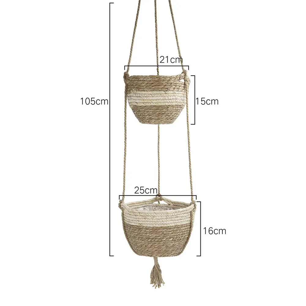 C5 Outdoor Home Hängende Blumentöpfe Natürliche Algenkörbe Zimmerpflanze Blumentöpfe Blumenkorb Stricken Gartenarbeit Blumentöpfe