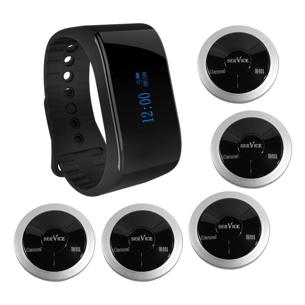 Waterproof Watch Pager System Wireless Calling System Caregiver Hotel Restaurant Waiter Nurse Wristwatch Paging System
