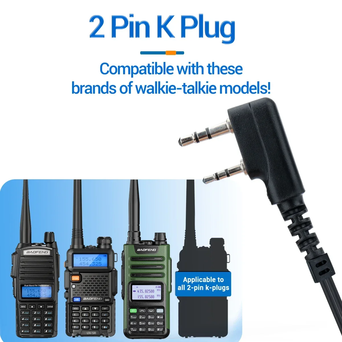 Baofeng 2Pin PTT  Adjustable Throat Mic Walkie-Talkie Headset Finger For Kenwood Baofeng UV 5R UV 82 AR-152 Two-way Radio view 4