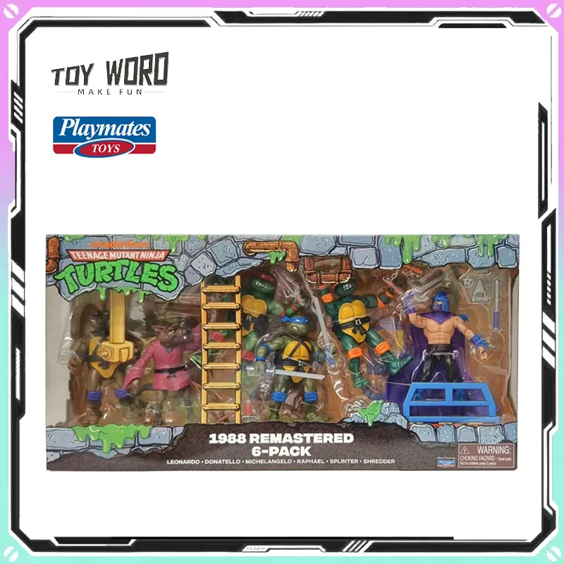 Novos playmates anime figura 1988 tartarugas remasterizadas bonecas figuras brinquedos modelo 6-pack colecionável ornamento personalizado aniversário menino presente