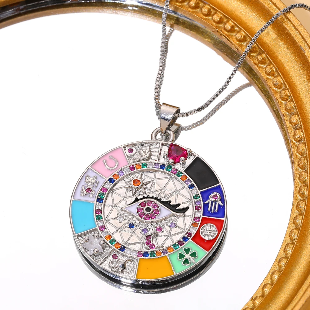 Juya Handmade Rainbow Crystals Wolf Tooth 18K Real Gold Plated Evil Eye Charms For DIY Luxury Talisman Pendant Jewelry Making