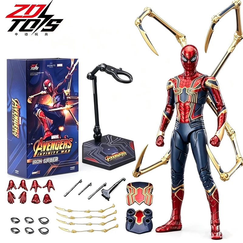 Figura de acción de Iron Spider-Man de ZDTDS, 18 cm, 30 articulaciones, modelo coleccionable con piezas móviles, estatua para decorar escritorios, ideal para los fans adultos.