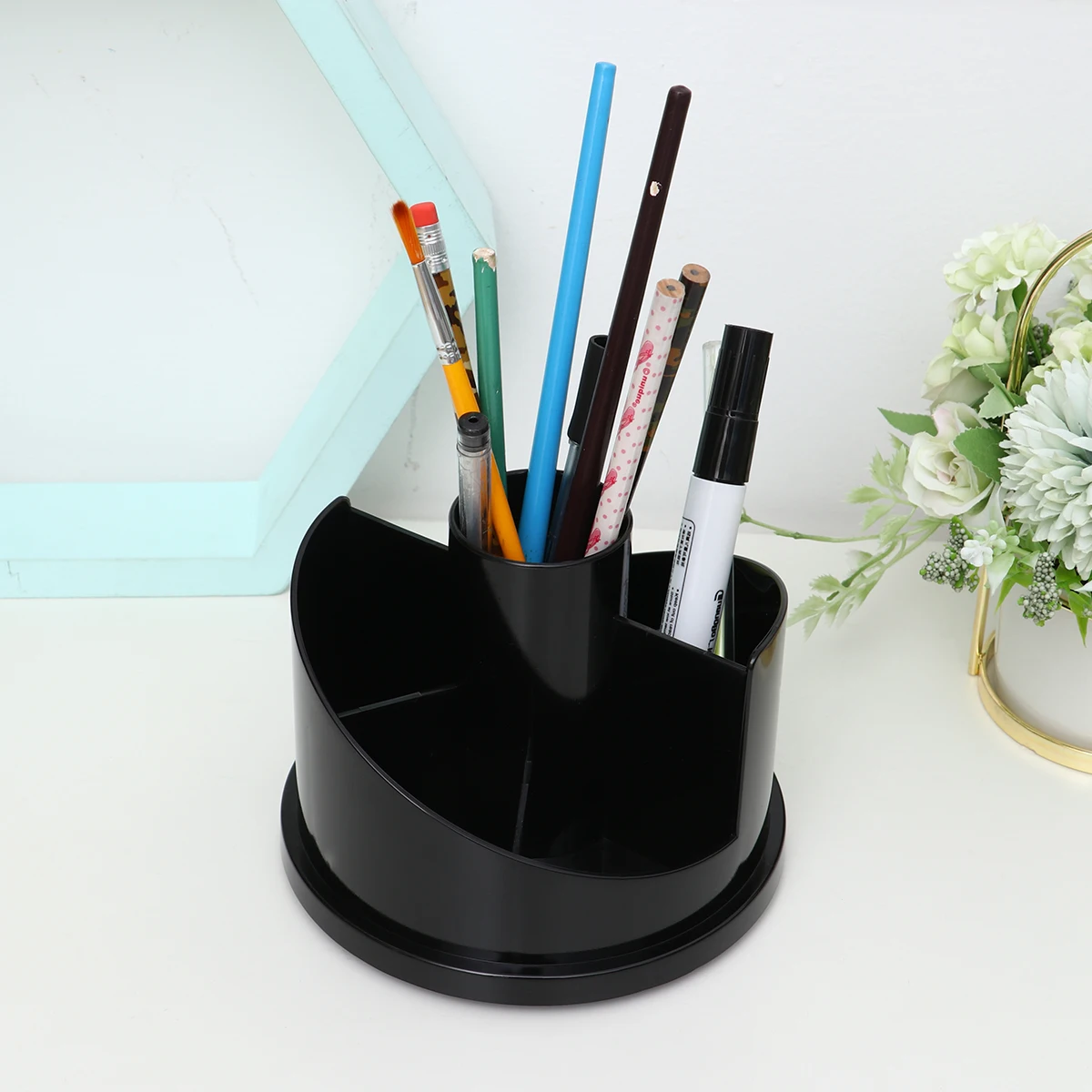 

Rotatable Pen Container Pencil Holder Multifunctional ganizer Ideal Home Office Material Sturdy Design Long