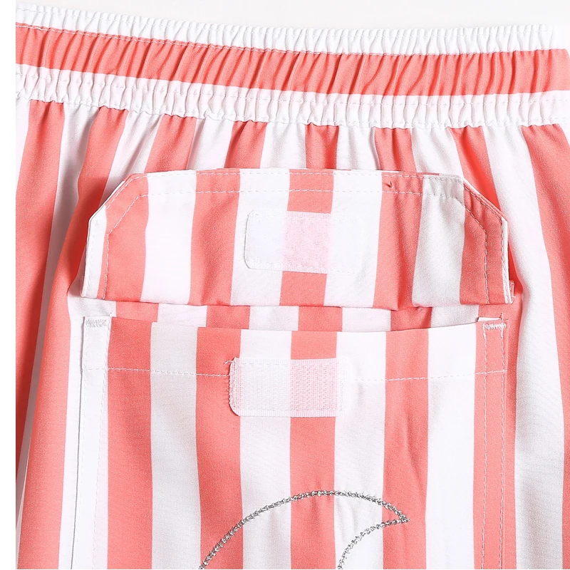 Shorts de praia de secagem rápida para homens, shorts listrado, moda verão, novo estilo, GMA2039