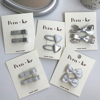 New Temperament Korean Silver Leather Bow Kids Hair Clip High-end Fashion Girls Baby Versatile Hair Accessories Children Hairpin