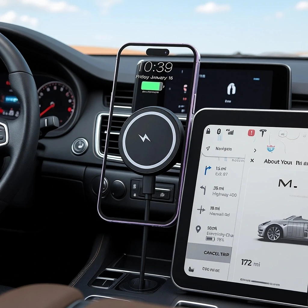 

Fast Charging Magnetic Wireless Car Mount Foldable Phone Holder for MagSafe Compatible iPhone