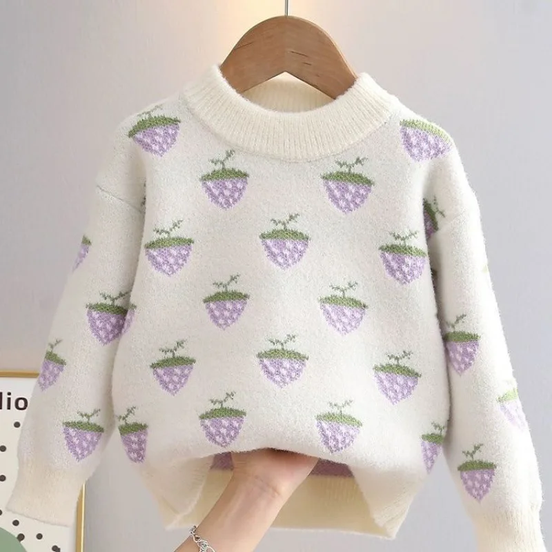 

Girls Sweater Wool Coat Kids Tops Knitting 2023 Beauty Thicken Warm Winter Autumn Toddler Cottons Pullover Children's Clothing