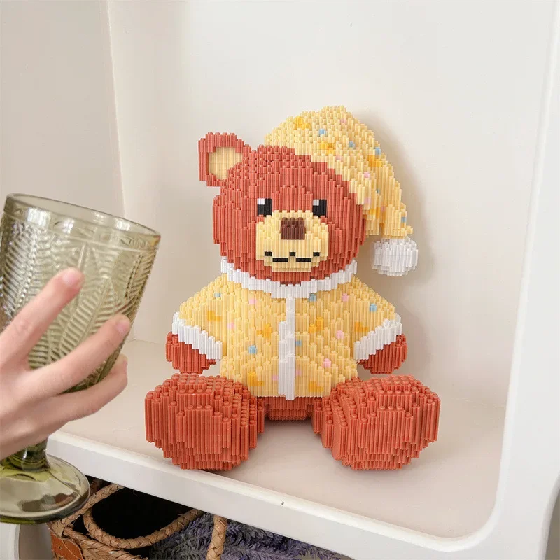 28cm Gray Goodnight Little Bear Children\'s Toy Building Block Small Particle Brick 3D Little Bear Model Kids Gift