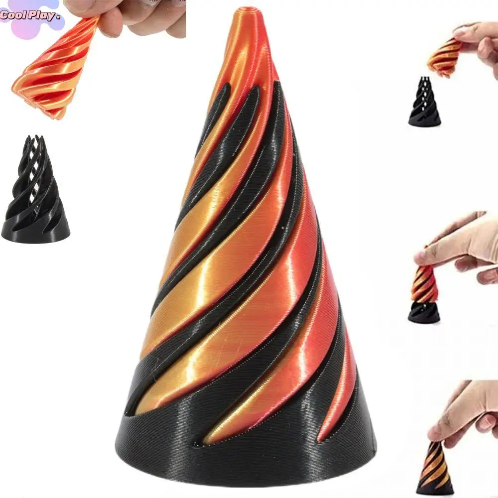 2Pcs Passthrough Sculpture 3D Printed Spiral Cone Toy Vortex Thread Ornaments Impossible Pyramid Mini Decorative Helix Screw Toy