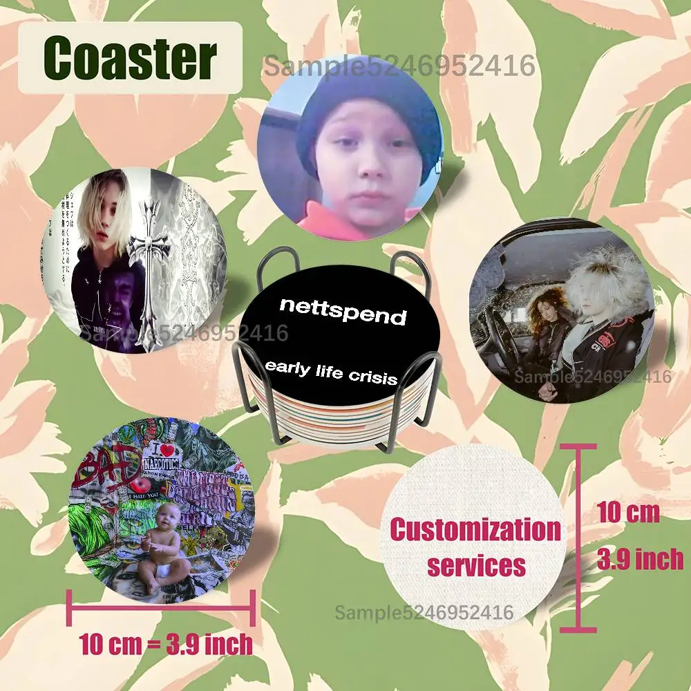 

N-Nettspend early life crisis Wooden Coaster Non-Slip Heat-Resistant Fun Dining Table Decoration Cafe Restaurant Gifts