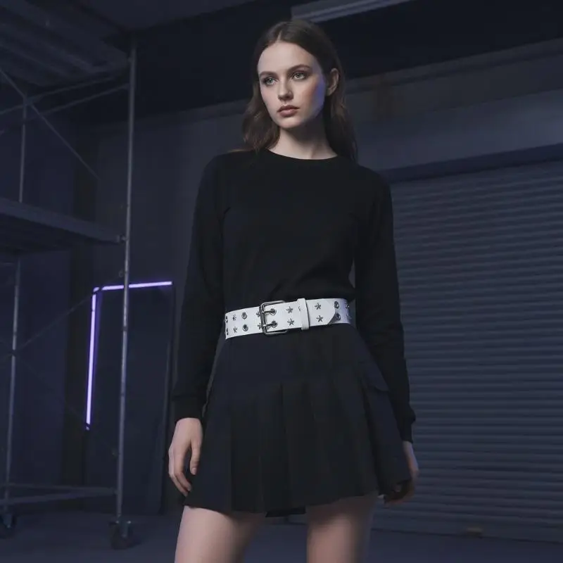 Y2K Metal Punk Bullet Rivet Belt Sturdy Retro Heavy Industry Waist Belt for Women Girls Fashion Gothic Outfit Accessory