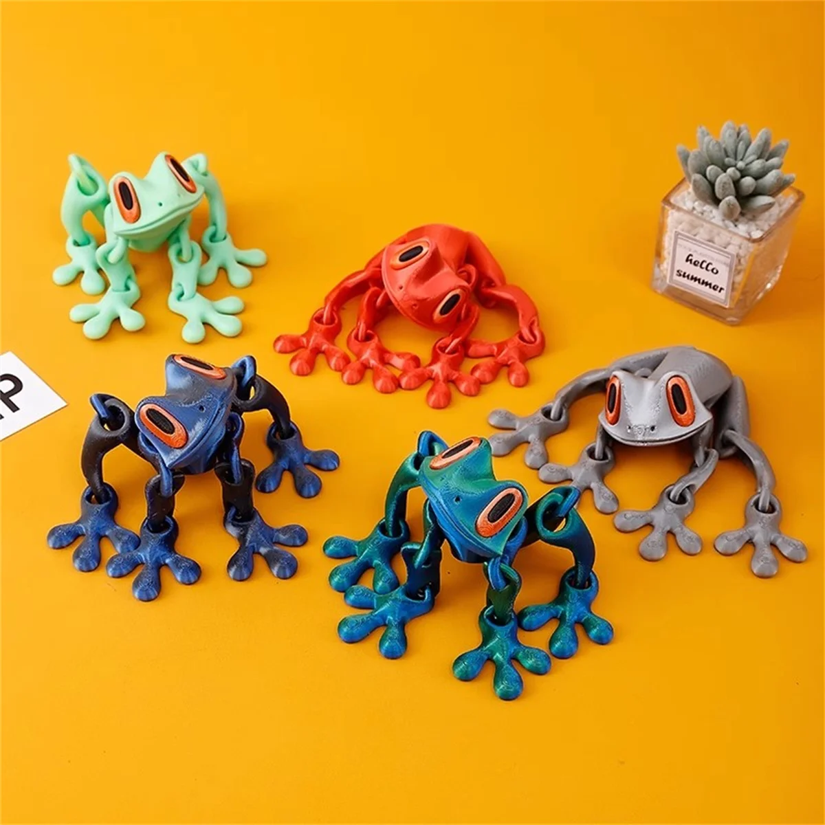 New popular black technology 3D printing magnetic frog refrigerator magnet desk joint movable ornaments luminous dragon toy