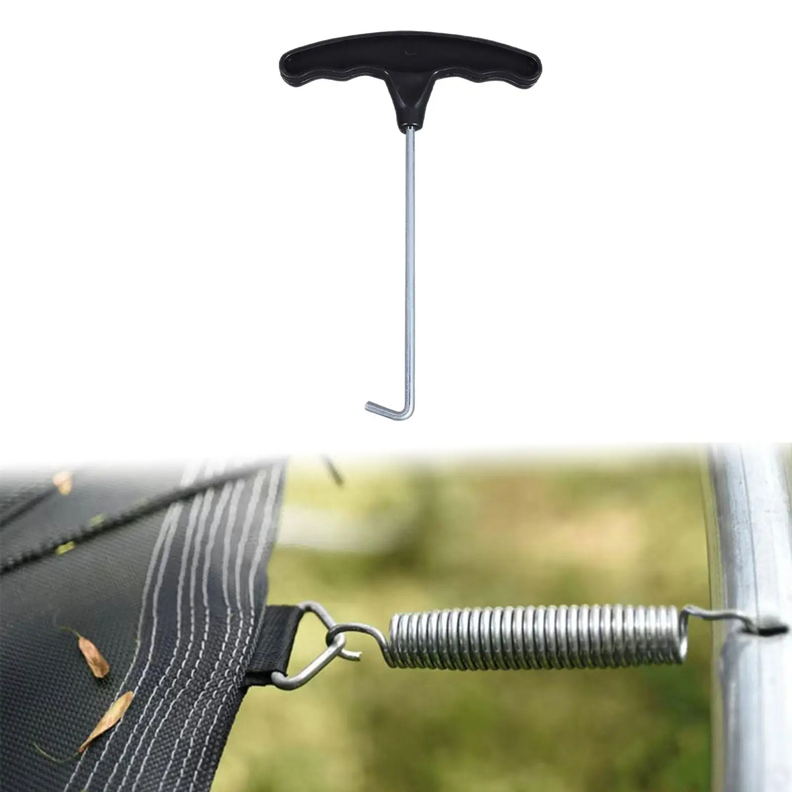 

Trampoline Spring Pull Tool Black Ergonomic Grip,Sturdy Professional Hand Pull Tool with Handle T Hooks Puller Accessories