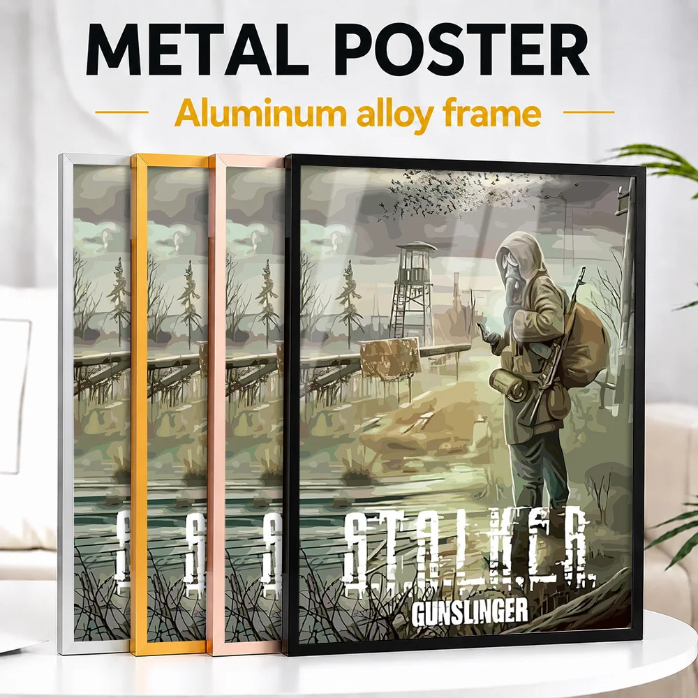 STALKER Gunslinger Post-Apocalyptic Framed Metal Print Customized Hero Tribute Wall Art Created For Players To Style Game Room