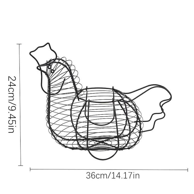 Iron Art Eggs Storage Basket Chicken Shaped Egg Holder Household Vegetables Fruit Container Organizer Rack Basket