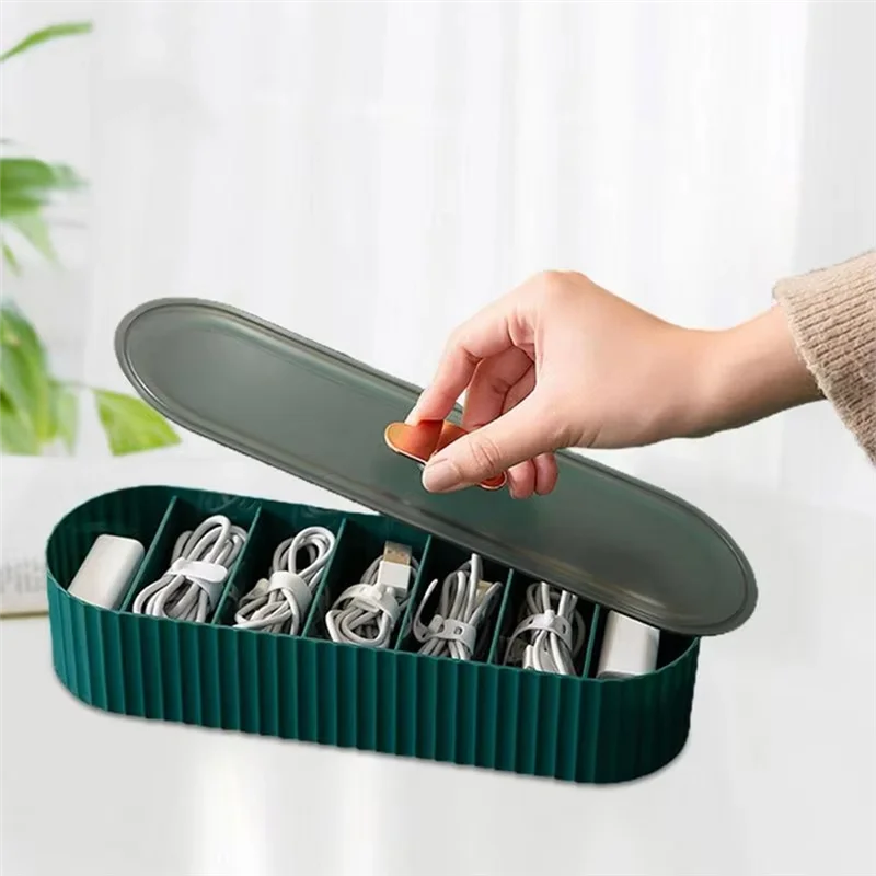 

2Pcscable Organizer Box 7Compartment Electronics Management Organizer Large Capacity Electronic Accessories Storage Case