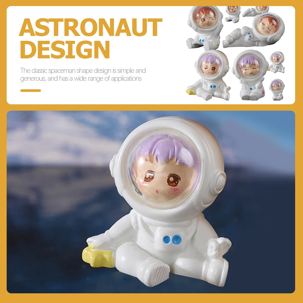 

8 Pcs Astronaut Resin Ornaments Cartoon Statue Decor Figurines Models Desktop Toys Microlandscape Adornment Sculpture