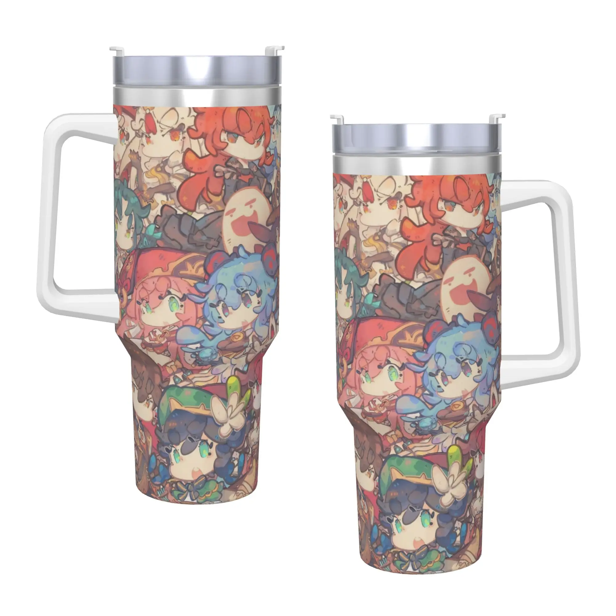 Stainless Steel Tumbler Anime Game G-Genshin Impact Car Mugs With Straws  Travel Cold Drink Bottle Keep Heat 40oz Thermal Mug