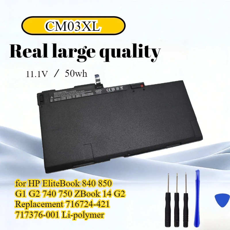 

CM03XL Battery 11.4V 50Wh for HP EliteBook 840 850 G1 G2 740 750 ZBook 14 G2 Replacement 716724‑421 717376‑001 Li‑polymer