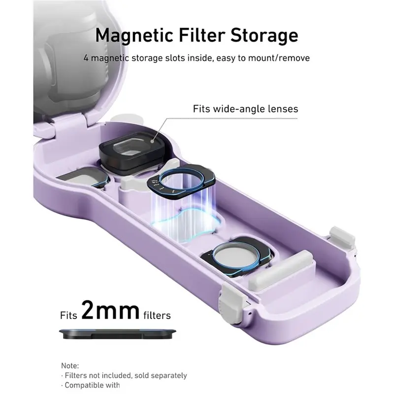 Hard Case Cover With 4 Mag Filter Slots Accessories For Pocket 4/3 Lens Shields The Gimbal, Screen And Lens During Travel-ABFT