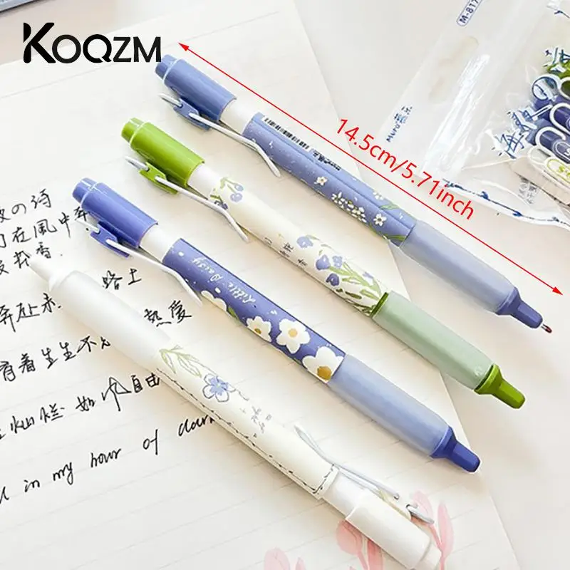 1Pcs Press Cartoon Flower Gel Pens Cute Pens 0.5mm Black Ink Quick Drying Gel Pen School Office Supplies Student Stationery