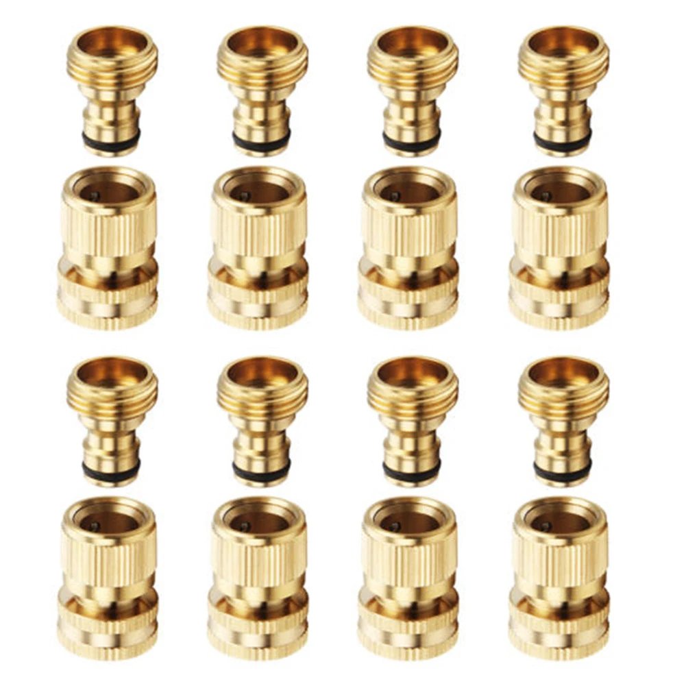 

Brass Garden Hose Connector Set Brass Connector Set 8 Pieces Set Brass Quick Connect Outdoor Use Versatile Applications