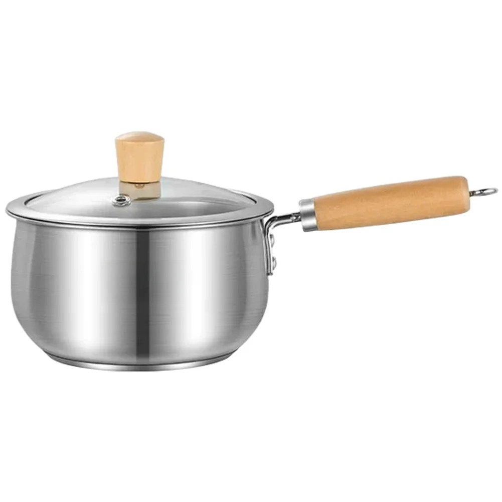 Deep 11cm Stainless Steel Milk Pan 2L 2.8L with Glass Lid for Overflow Prevention Compatible with All Cooktops