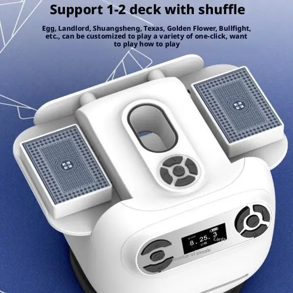 

Automatic Card Shuffle Dealer Machine 360° Rotating 2 In 1 Playing Cards Shuffling Dealing Tool Home Party Poker Device