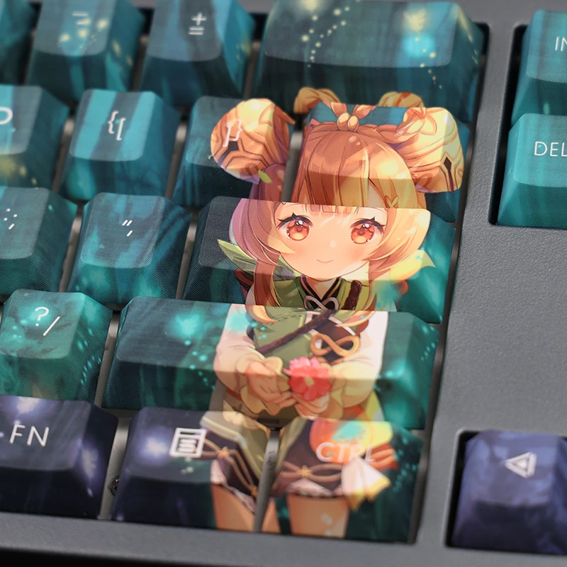 108 Phím Genshin Tác Động Yaoyao Chơi Game Keycaps PBT, Anh Đào Hồ Sơ Keycaps Cho 61/87 /104/108 Bàn Phím Cơ