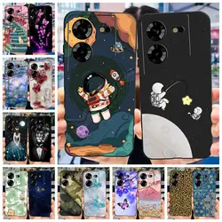 For Tecno Pova 5 Case Fashion Astronaut Black Silicone Soft TPU Phone Cover For Tecno Pova 5 4G Funda on Pova5 Shockproof Bumper