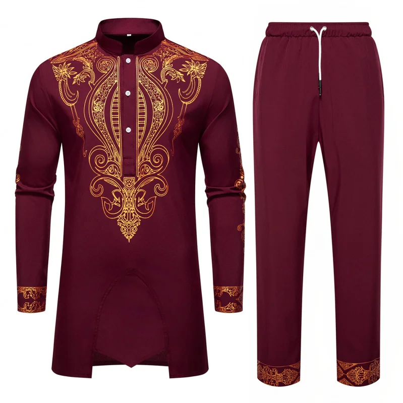 autumn-2025-men's-casual-large-size-ethnic-style-robe-set-long-sleeve-shirt-youth-leisure-water-washed-printed-cotton-fabric