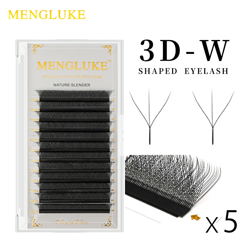 Double Tips 3D W eyelashes W Shape Eyelash Extensions Blister Premade Fans