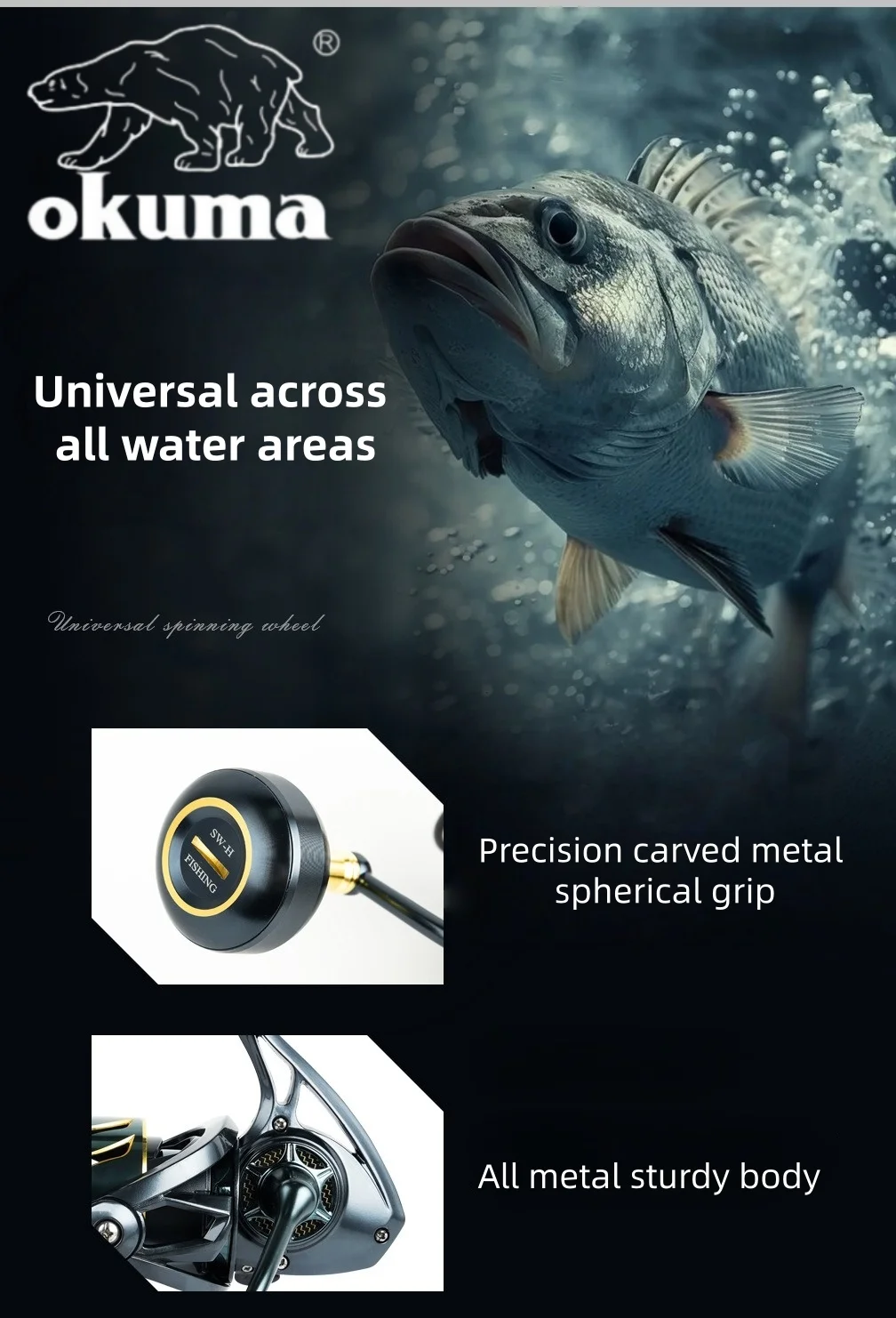 Okuma Original Vollmetall-Spinnrolle, 4000-7000, 25KG Große Bremskraft, Ausgestattet mit Hochwertiger Angelschnur – Detail 7