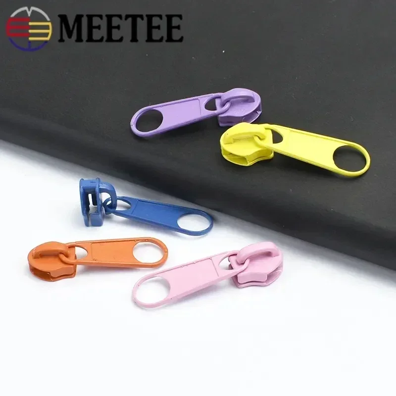 20/50Pcs Meetee 3#5# Rainbow Zipper Slider Heads for Nylon Zip Tape Backpack Jacket Bag Garment Zips Repair Kit Sewing Accessory