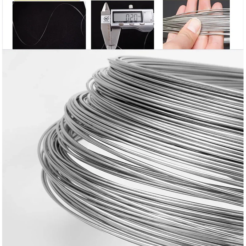 100Meters Hard Wire 316 Stainless Steel 0.1/0.2/0.3/0.4/0.5/0.6/0.8/1mm Steel Wire Cord Line Rustproof Handmade DIY