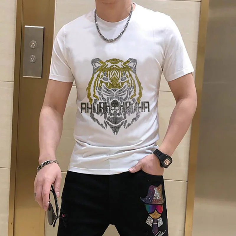 Summer Personality  Hot Drill   T-shirt Brand Men Handsome Short Sleeves Man's Casual Tshirt