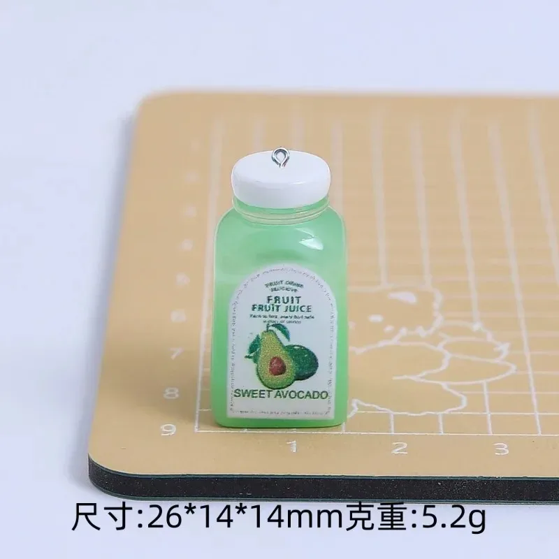 10Pcs Kawaii Mini 3D Cherry Orange Juice Bottle Resin Pendants Cute Drink Charms DIY Handmade Craft Supplies for Earrings - view 3