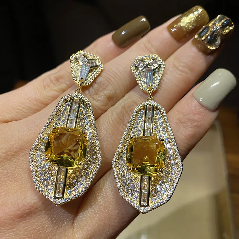 

Bilincolor Evening Dress Topaz Exquisite Luxury Earrings for Women（Have Coupon）