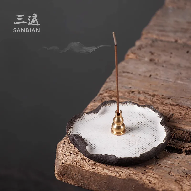 Three Time Creative Coarse Pottery Incense Insertion Seat Japanese Home E Burner Inserter Installation