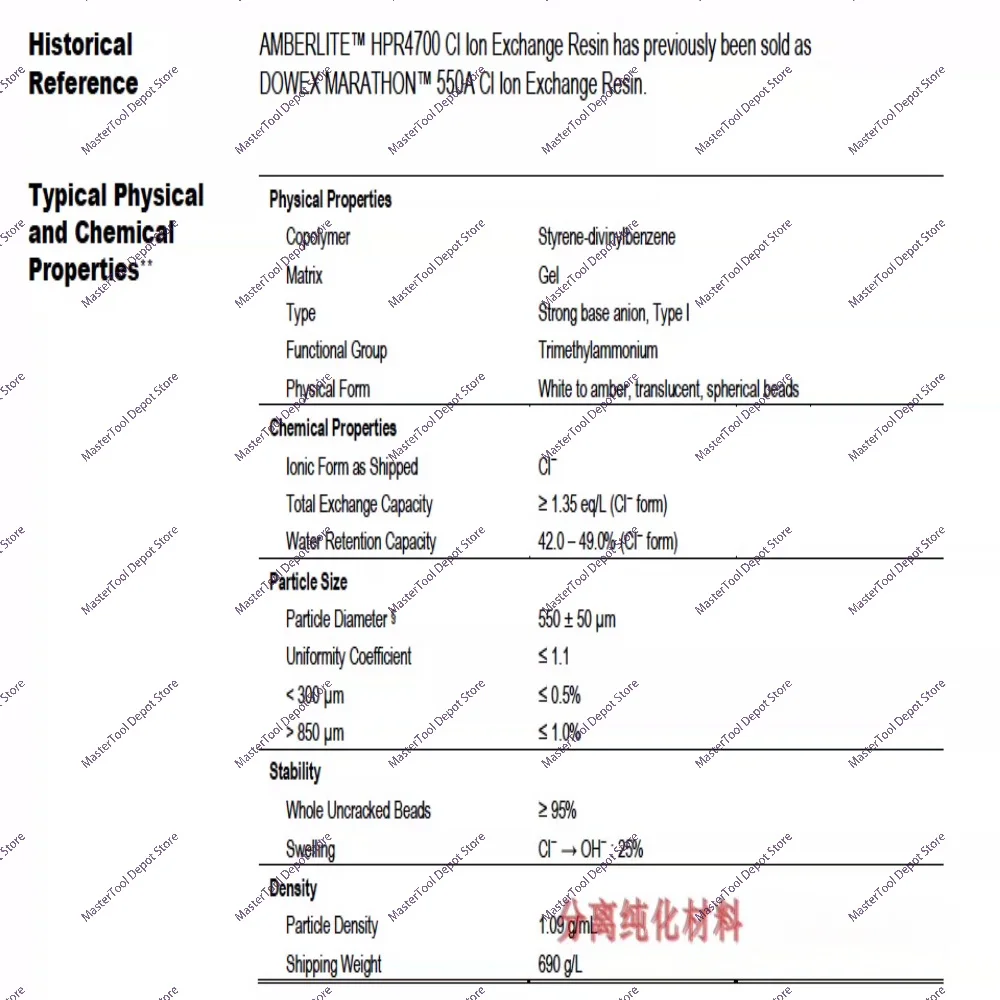 Amberlite HPR4700Cl gel type strong basic anion exchange resin