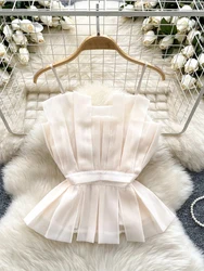 Women's Apricot Crop Top Vintage Y2k Camisole Off Shoulder Sleeveless Corset Top Sleeveless Vest Tank Top 2000s Clothes Summer