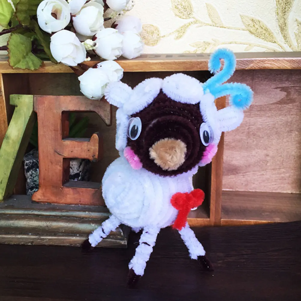 

300pcs Color Twist Stick Crafts Supplies Pipe Cleaner Assorted Thick Fuzzy Stems Chenille Stems Bendable Bar DIY Handmade Tools