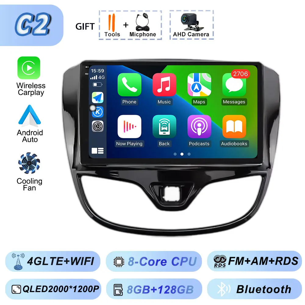 Bluetooth Dsp Fan Autoradio voor Opel Karl VinFast Fadil 2017-2020 Multimedia WiFi Android Auto GPS Navigatie Draadloze Carplay