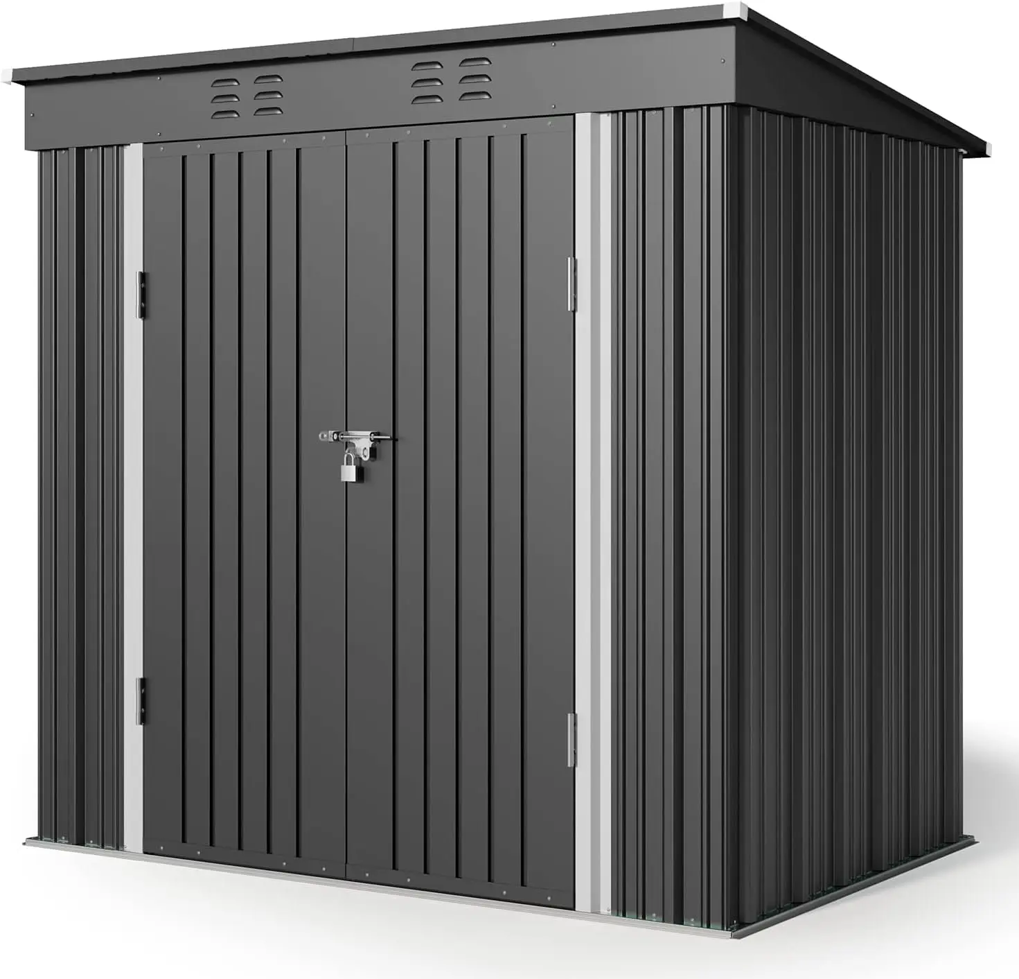 6' x 4'Storage Shed with Double Lockable Doors Waterproof Shed Outdoor Clearance for Backyard Patio Lawn-Dark Gray