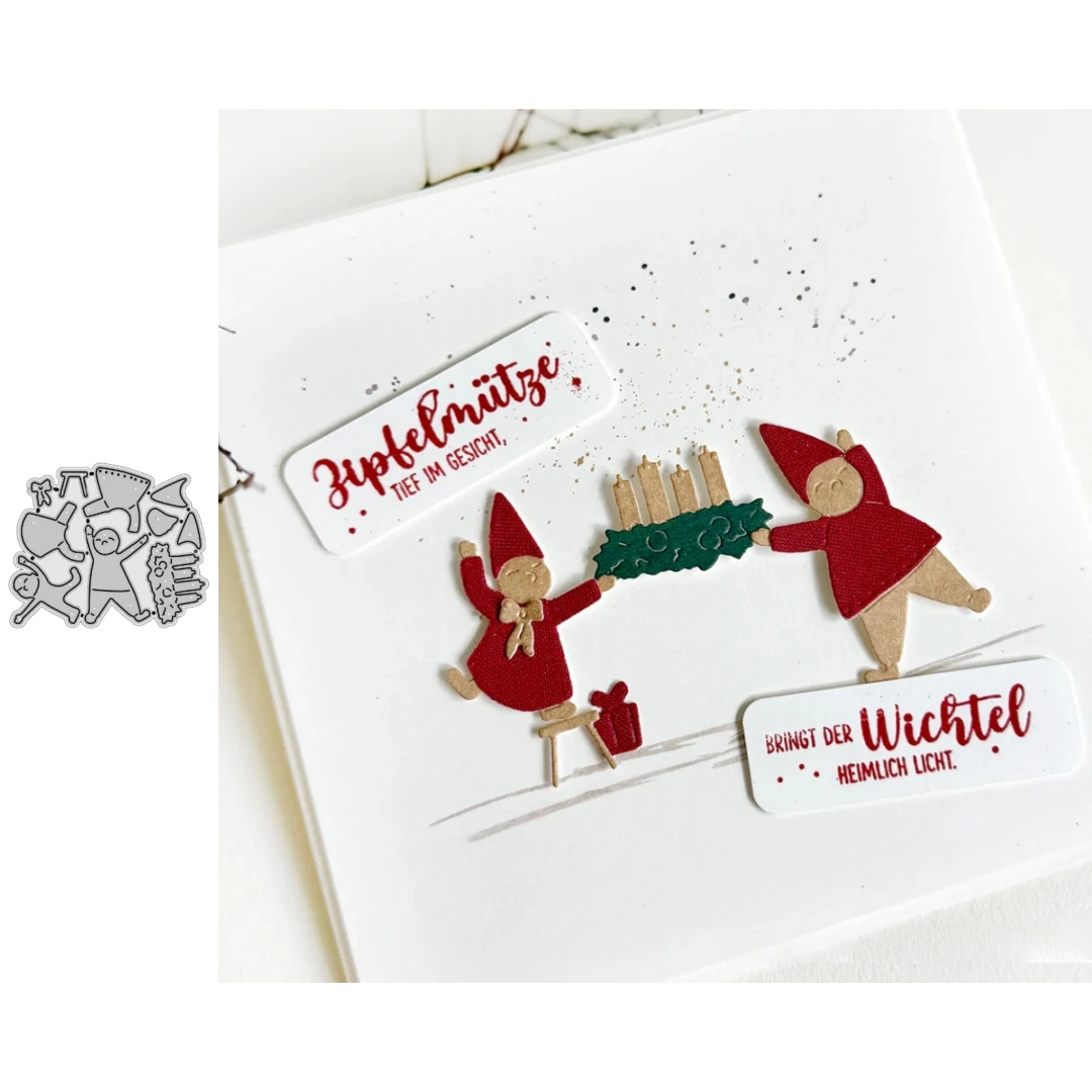 Neue Weihnachtsfigur und Kerze aus Metall, geeignet für DIY-Scrapbook-Kartenherstellung, Vorlage, Prägung, Basteldekoration